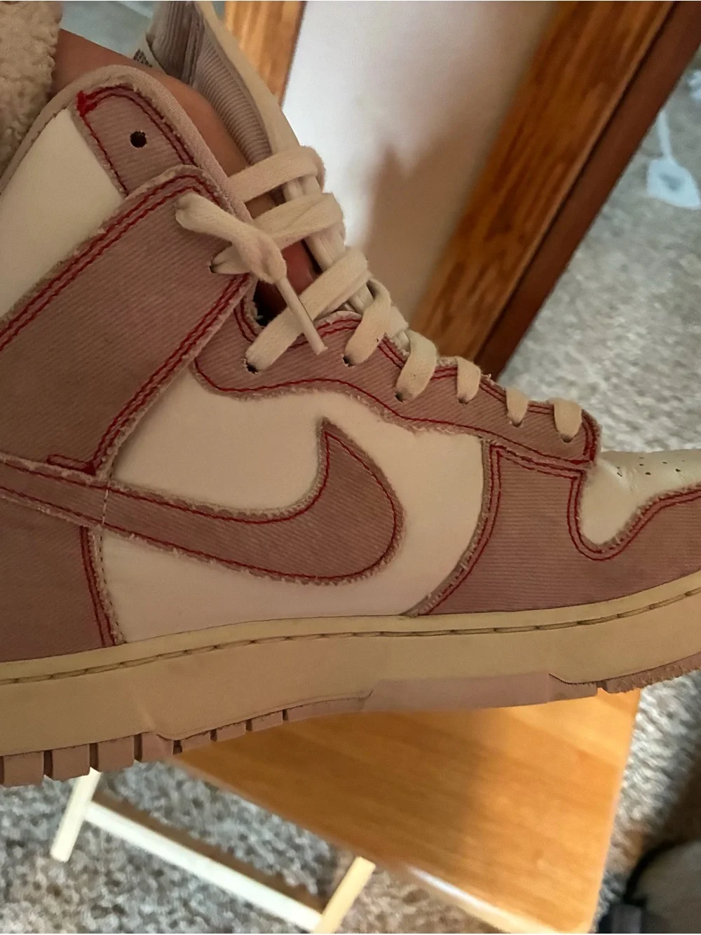 Nike High-Top Sneakers in White and Dusty Pink
